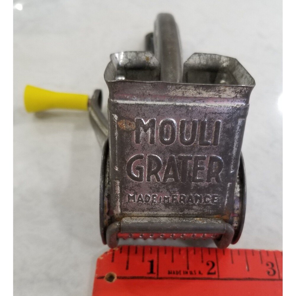 Vintage Mouli cheese /nut grater made in france yellow bakelite handle 40s